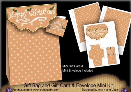 Orange Happy Christmas Giftbag Mini Kit & Gift Card Envelope