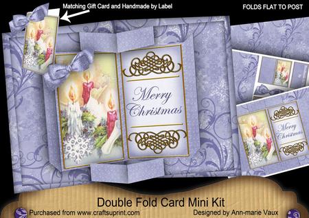Candle Trio Merry Christmas Double Fold 3D Card Minikit