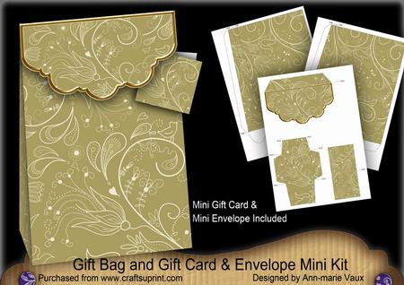 Cream Floral Lace Gift Bag Mini Kit & Gift Card & Envelope