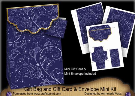 Dblue Floral Lace Gift Bag Mini Kit & Gift Card & Envelope