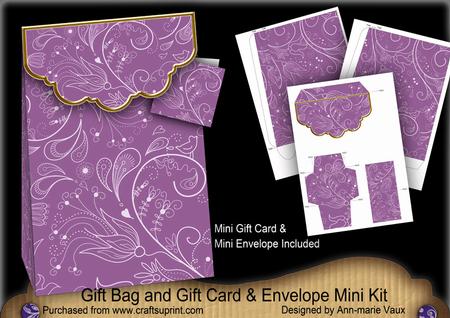 Lilac Floral Lace Gift Bag Mini Kit & Gift Card & Envelope