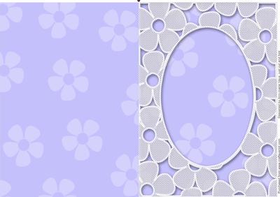 Baby Blue Lace Daisy Oval Frame Blank Card