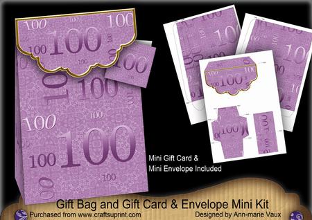Lilac Birthday 100 Gift Bag Mini Kit & Gift Card & Envelope
