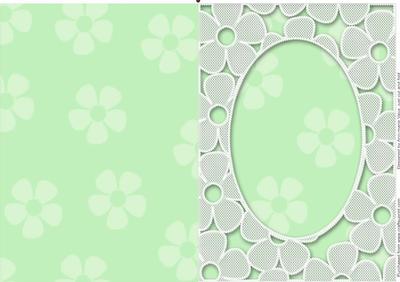 Baby Green Lace Daisy Oval Frame Blank Card