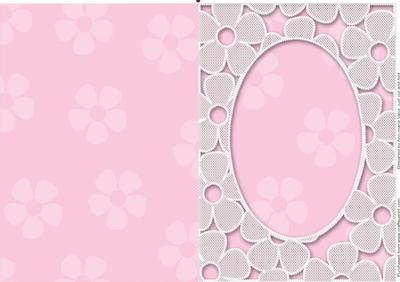 Baby Pink Lace Daisy Oval Frame Blank Card