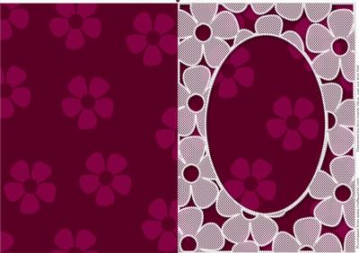Deep Lilac Lace Daisy Oval Frame Blank Card