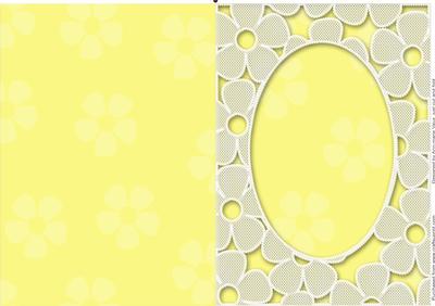 Lemon Daisy Lace Oval Frame Blank Card