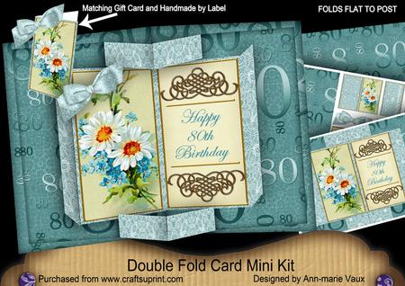 Daisy 80th Birthday Double Fold 3D Card Mini Kit