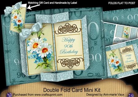 Daisy 90th Birthday Double Fold 3D Card Mini Kit