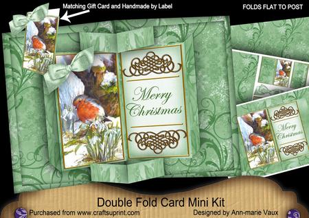 Spring Robin Merry Christmas Double Fold 3D Card Minikit