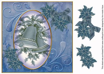 Blue Bells 8in Swirl Decoupage Topper