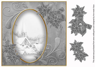 Silver Ice Church 8in Swirl Decoupage Topper
