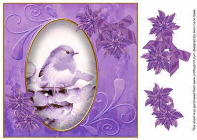 Lilac Robin 8in Swirl Decoupage Topper