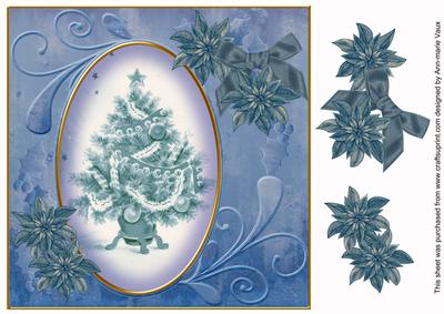 Blue Tree 8in Swirl Decoupage Topper
