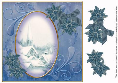 Blue Ice Church 8in Swirl Decoupage Topper