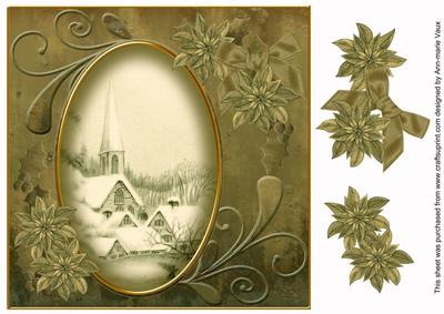 Olive Ice Church 8in Swirl Decoupage Topper