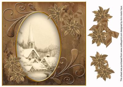 Vintage Tea Ice Church 8in Swirl Decoupage Topper