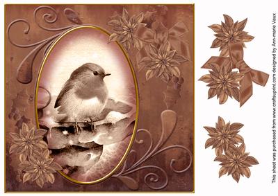 Dusky Pink Robin 8in Swirl Decoupage Topper