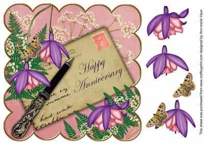 Lilac Pink Anniversary Fushcia 8in Scallop Decoupage Topper