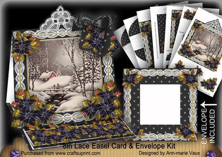Winter Walk Lace Top Easel Card & Envelope Kit