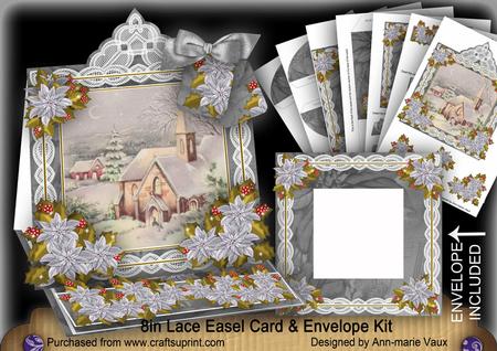 Christmas Day Lace Top Easel Card & Envelope Kit
