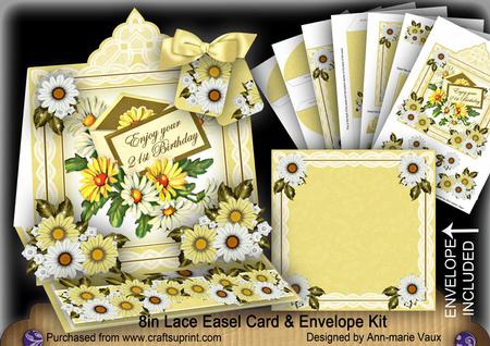 Daisy Happy 21st Lace Top Easel Card & Envelope Kit