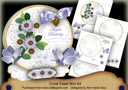 Blue Daisy August Birthday Circle Easel Card Mini Kit