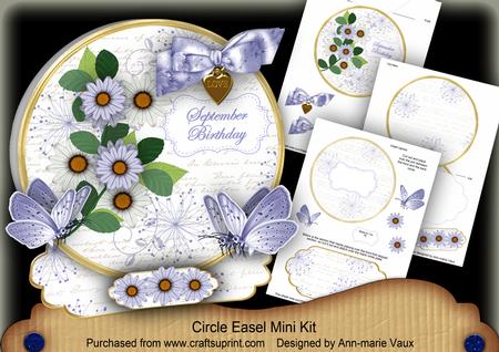 Blue Daisy September Birthday Circle Easel Card Mini Kit