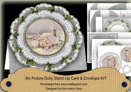 Church Happy Christmas 3D Picture Doily Card & Envelope Kit