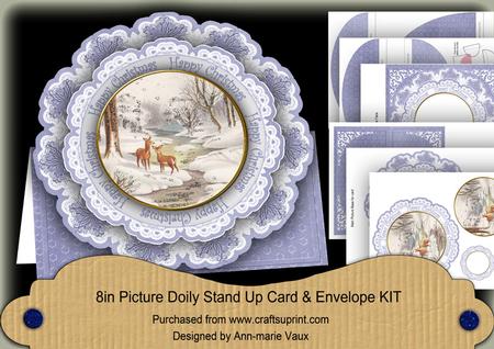 Snowdeer Happy Christmas 3dpicture Doily Card & Envelope Kit