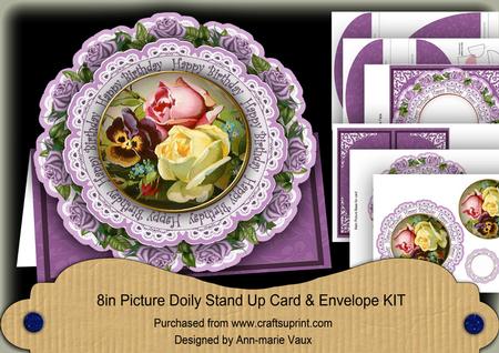Floral Happy Birthday 3D Picture Doily Card & Envelope Kit
