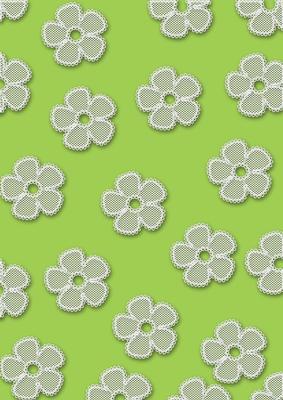 Bright Green A4 Lace Daisy Backing Paper