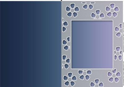 Blue A5 Lace Daisy Sq Frame Blank Card