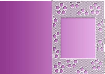 Purple A5 Lace Daisy Sq Frame Blank Card