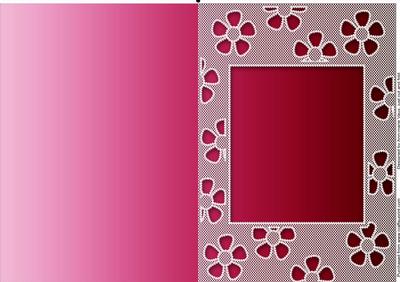 Red Pink A5 Lace Daisy Sq Frame Blank Card