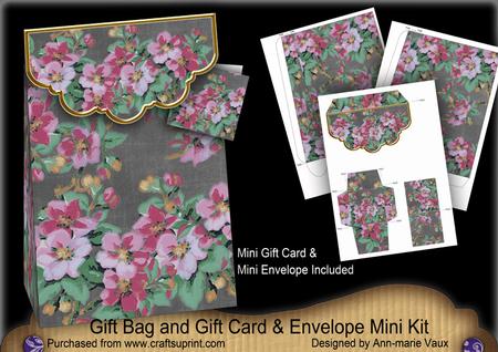 Black Big Blossom Gift Bag Mini Kit, Gift Card & Envelope