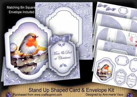 Blue Robin Mum & Dad at Christmas Fancy Stand Up Kit
