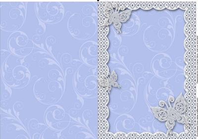 Blue Lace Butterfly Scallop Blank Card