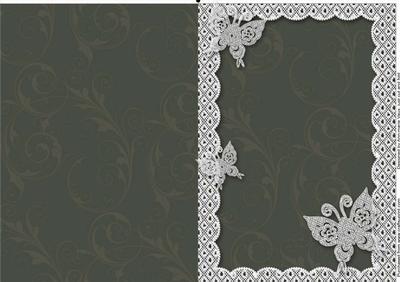 Muted Chocolate A5 Lace Butterfly Scallop Blank Card