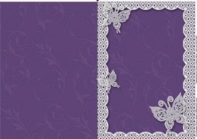 Muted Purple A5 Lace Butterfly Scallop Blank Card