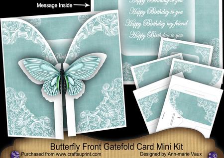 Dteal Butterfly Birthday Friend 3D Gatefold Butterfly Mkit