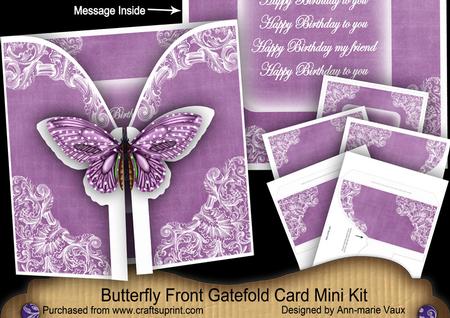 Purple Butterfly Birthday Friend 3D Gatefold Butterfly Mkit