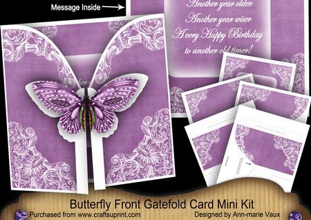 Purple Butterfly Old Timer 3D Gatefold Butterfly Mkit