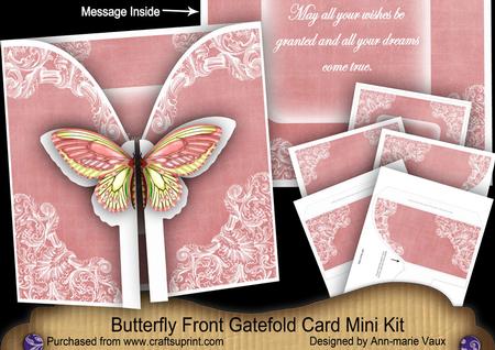 Pink Butterfly All Wishes 3D Gatefold Butterfly Mkit