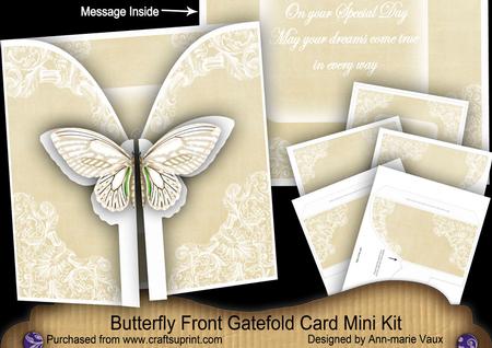 Cream Butterfly Special Day 3D Gatefold Butterfly Mkit