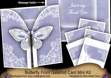 Blue Butterfly Thank You 3D Gatefold Butterfly Mkit