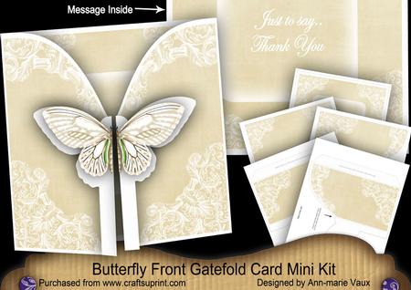 Cream Butterfly Thank You 3D Gatefold Butterfly Mkit