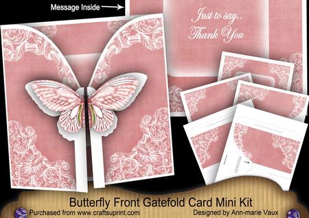 Pink Butterfly Thank You 3D Gatefold Butterfly Mkit