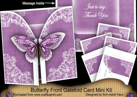 Purple Butterfly Thank You 3D Gatefold Butterfly Mkit