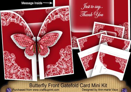 Red Butterfly Thank You 3D Gatefold Butterfly Mkit